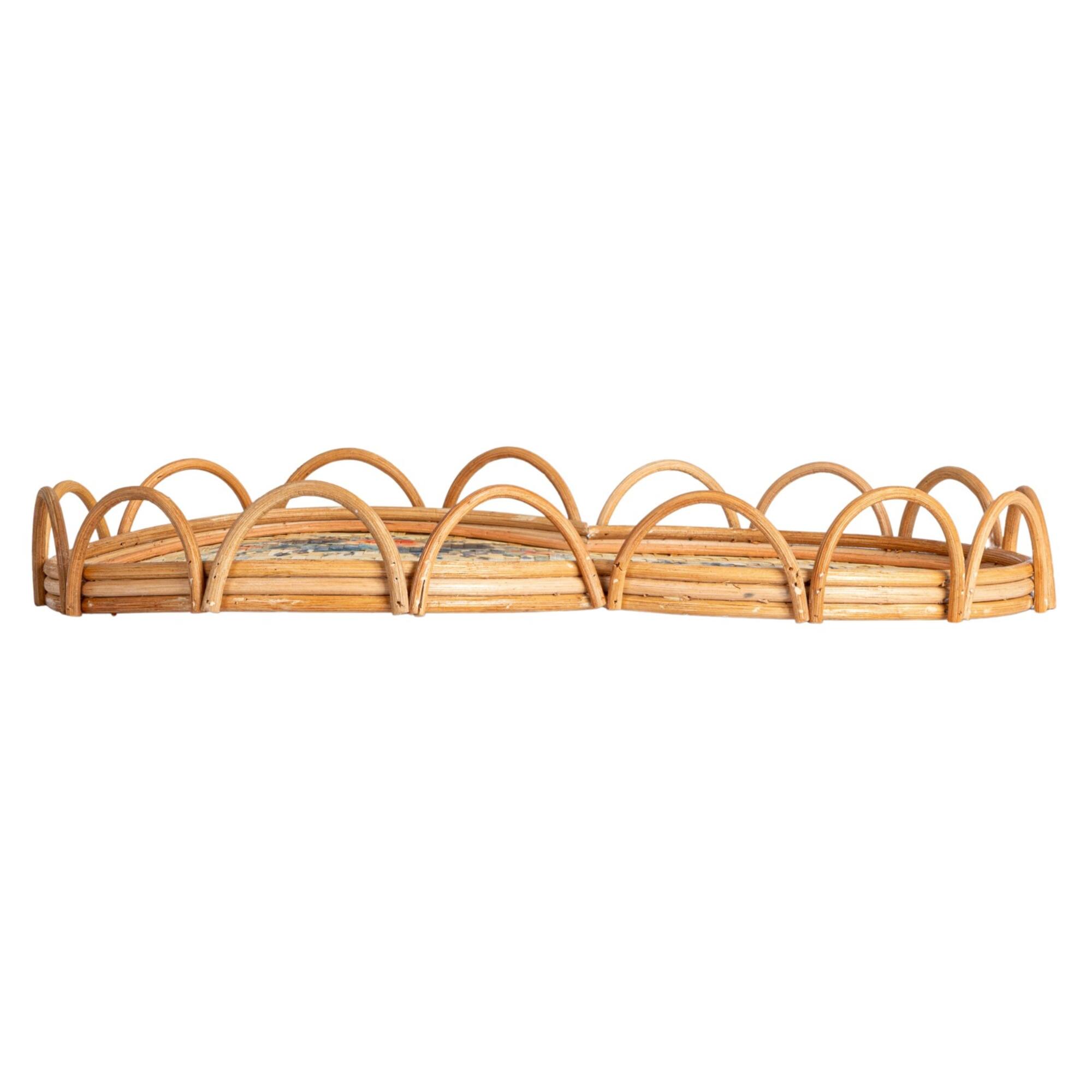 Hello Honey® 23.5" Floral Fantasy Rattan & Bamboo Tray